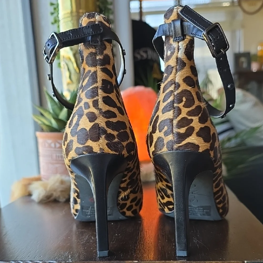 SARTO By Franco Sarto Animal Print Ankle Strap Heels